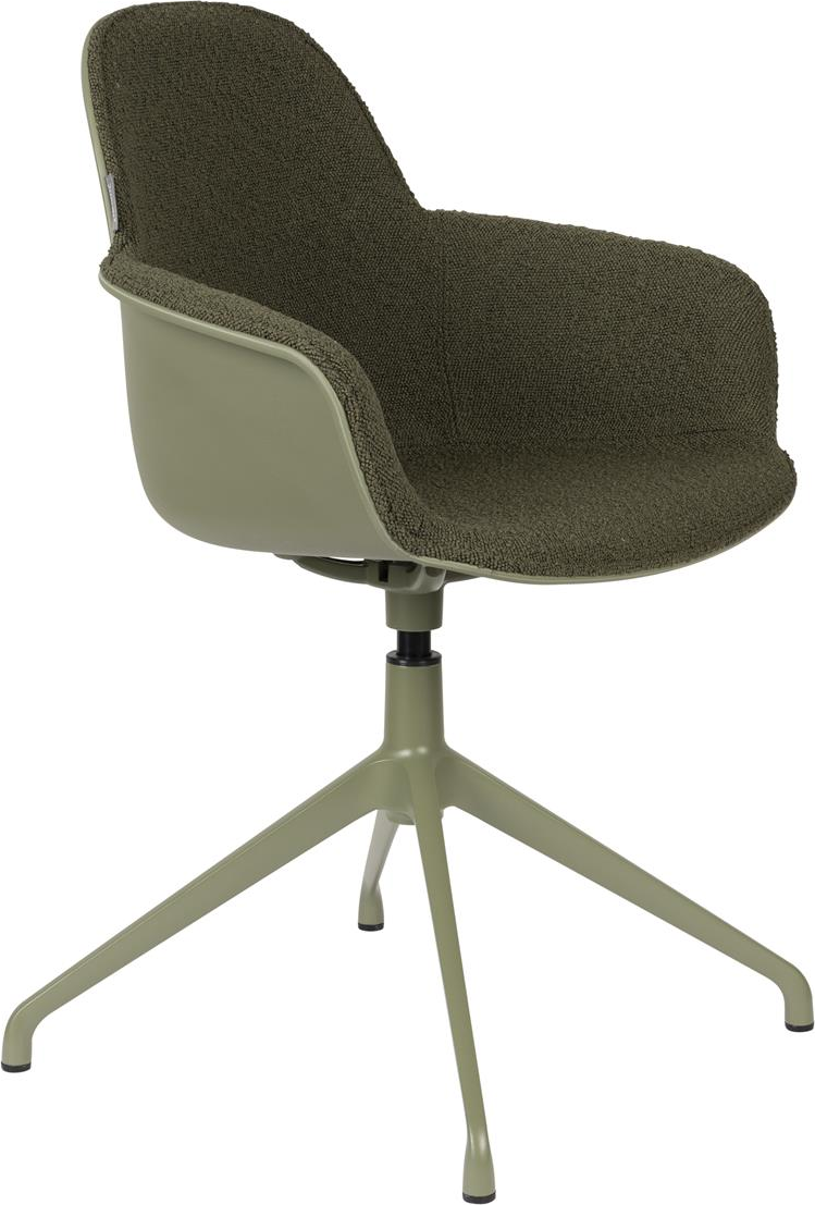 Spisebordsstol med armlæn Zuiver Albert drejelig polstret askegrå stof