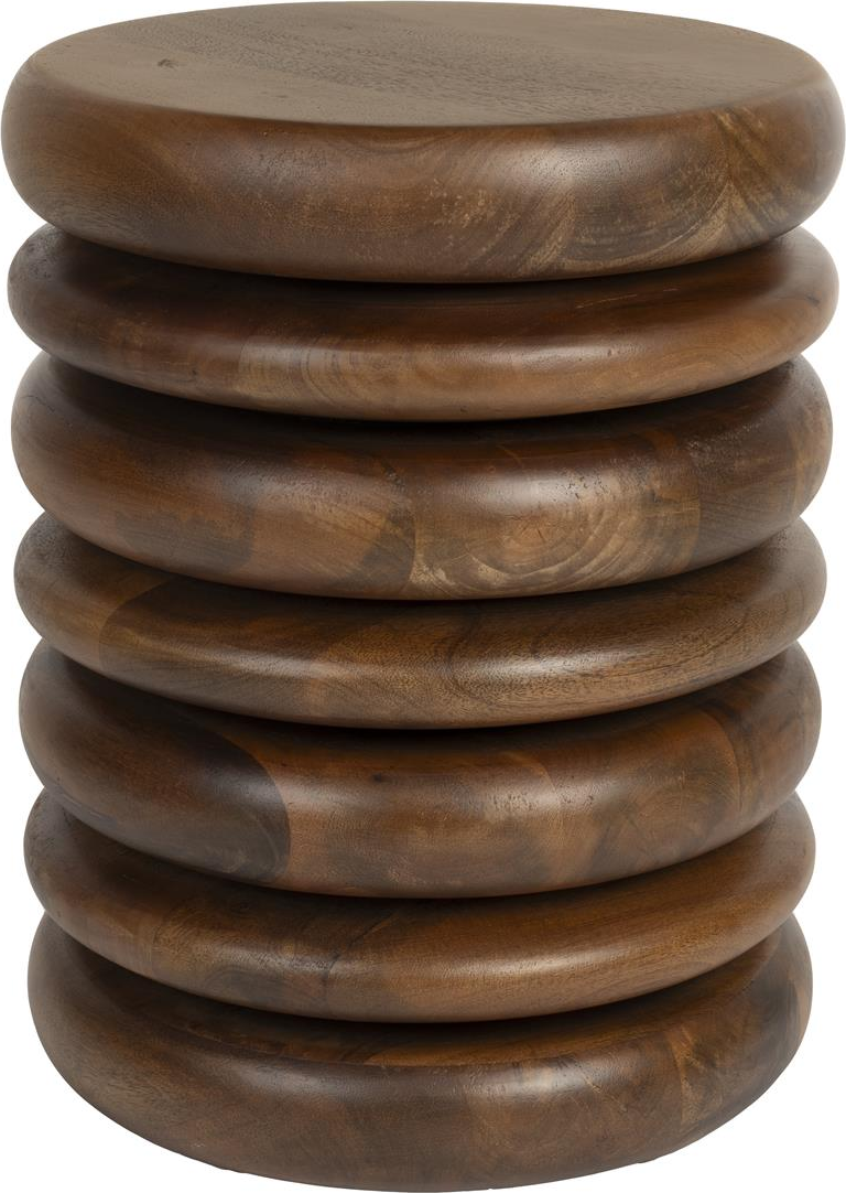 Skammel Zuiver Disc mudderbrun mango-træ Ø35 H45