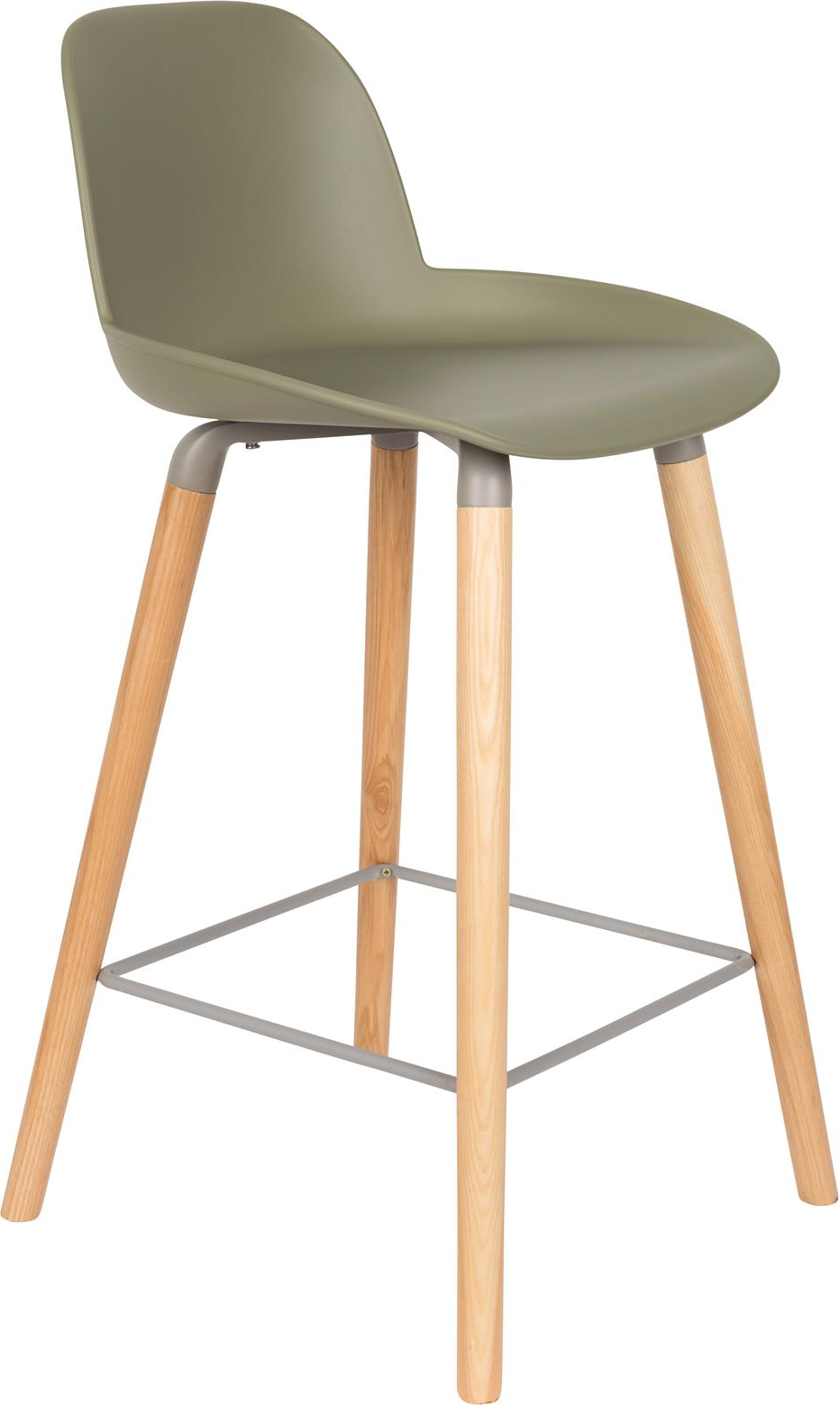 Barstol Zuiver Albert i mørk sand kunststof med asketræ-aluminium stel