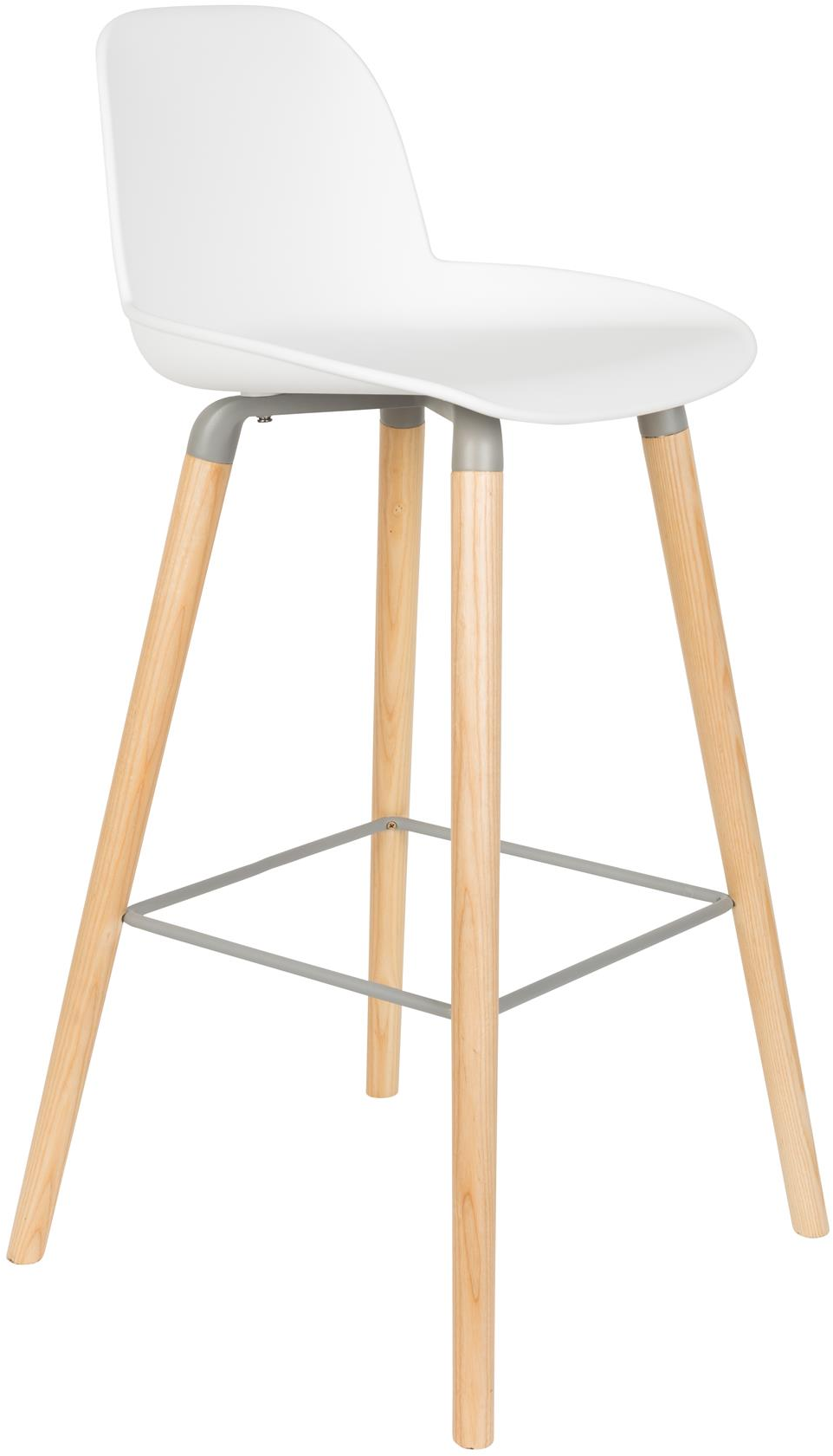 Barstol Zuiver Albert offwhite polypropylen aluminium-asketræ barkruk H98,5 cm