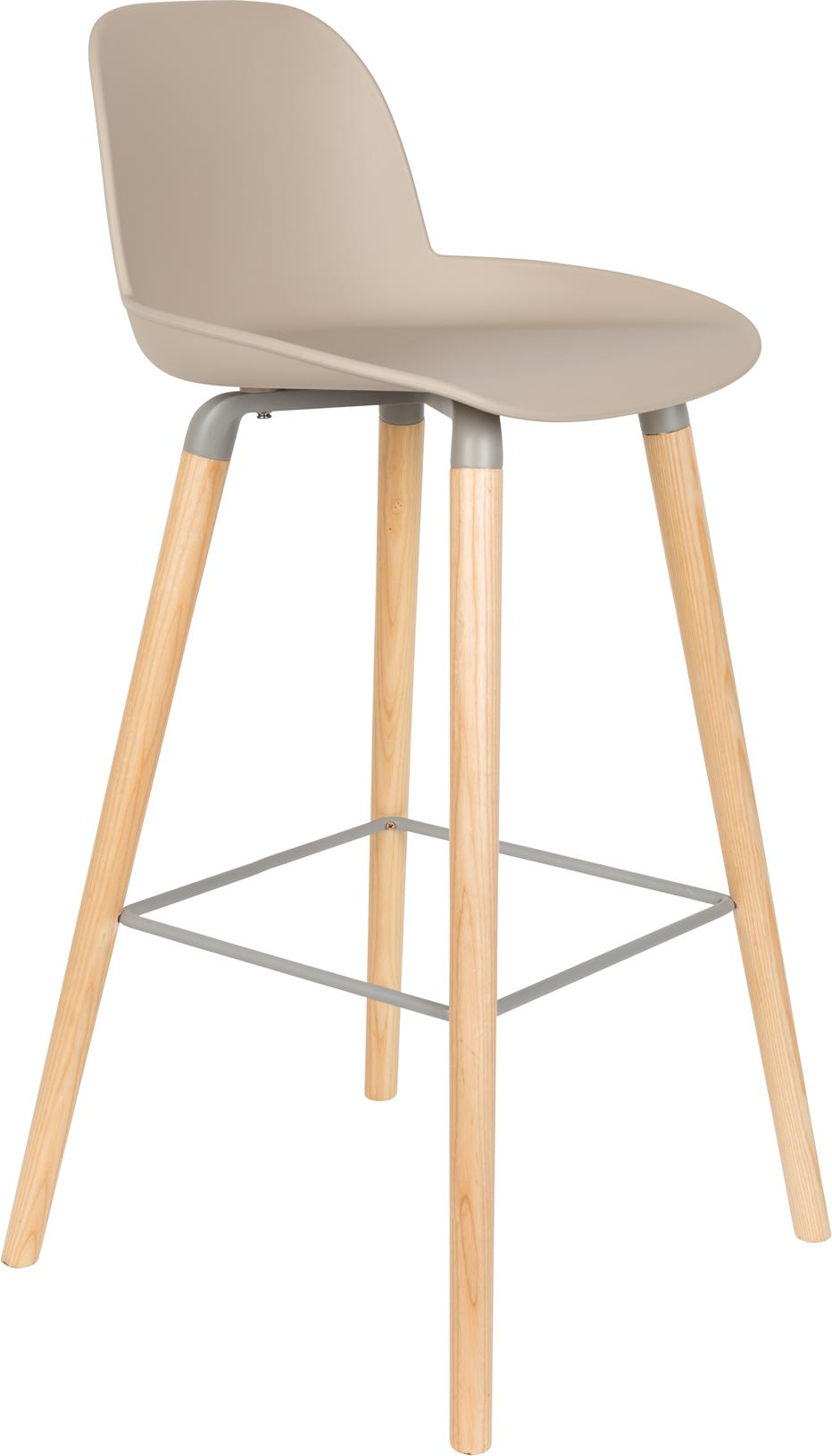 Barstol Zuiver Albert stenlysgrå i polypropylen med asketræben - skandinavisk design