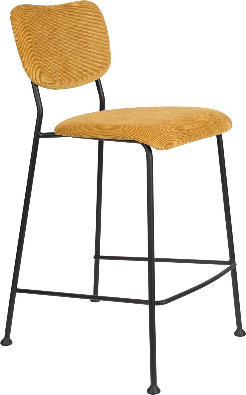 Barstol Zuiver Benson i karamel stof med sort stålramme H92×B46×D53,5 cm