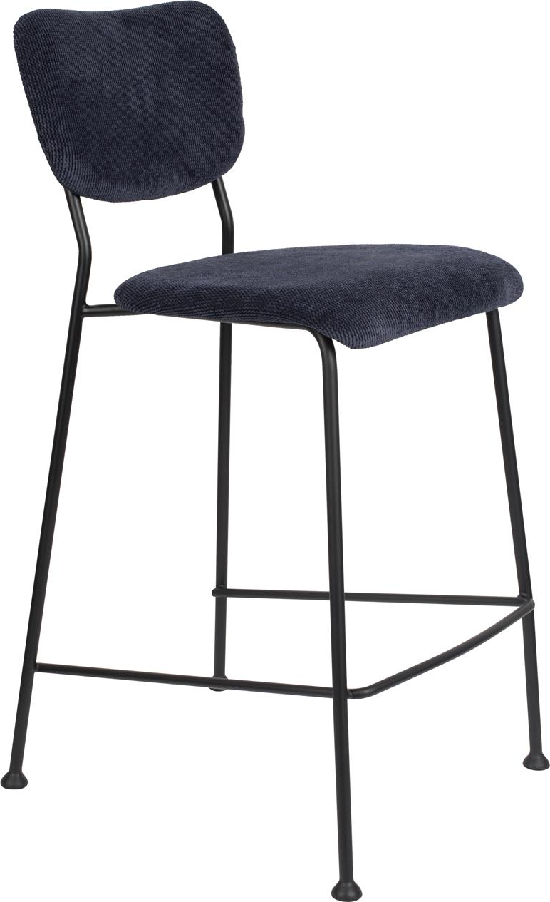 Zuiver Benson barstol i antracit polstret stof med sort stålramme H92xB46xL53,5 cm