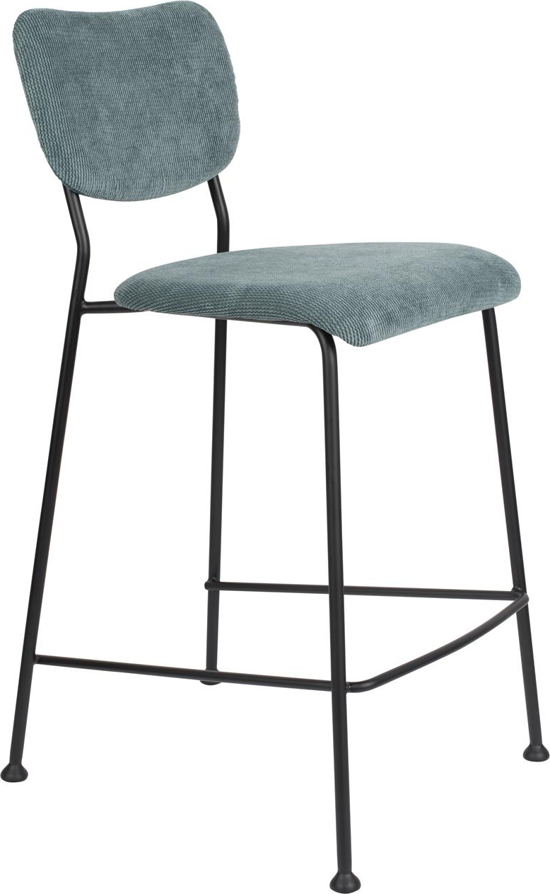 Barstol Zuiver Benson mørkegråt polstret stof, sort stålstel, H92×B46×D53,5 cm