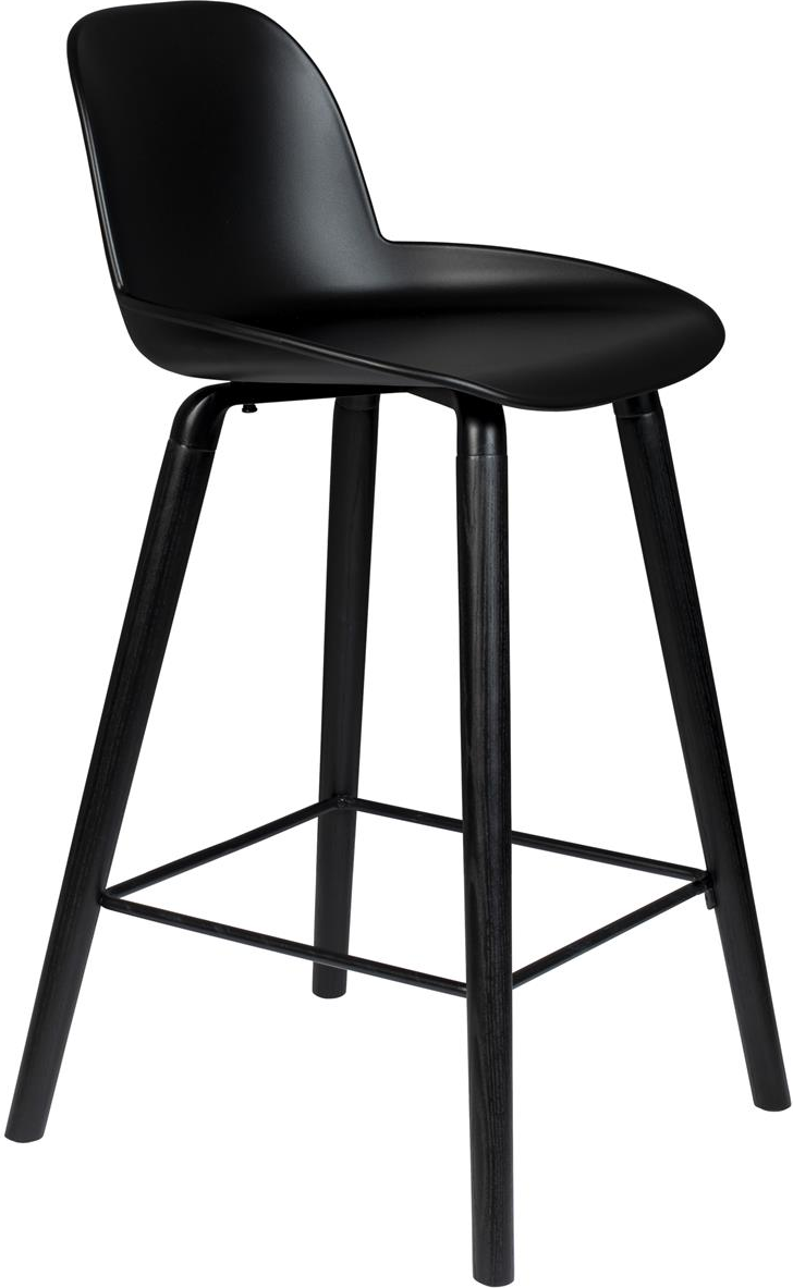 Barstol Zuiver Albert kulsort polypropylen med asketræs-aluminium stel H89 cm