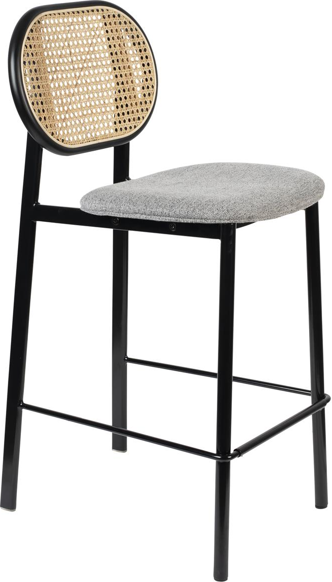 Barstol Zuiver Spike lysgrå polstret polyester med bøgetræ og rotting