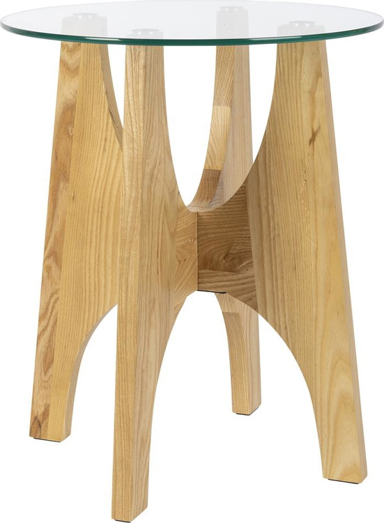 Sidebord/småbord Zuiver Kobe Ø45 x H55 cm mørk sand glasbordplade & asketræsbase