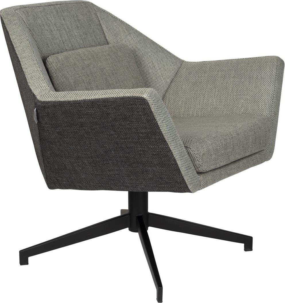 Loungestol/Lænestol Zuiver Uncle Jesse mørkegrå polyester med PU-skum & stålbase 76×76×68 cm
