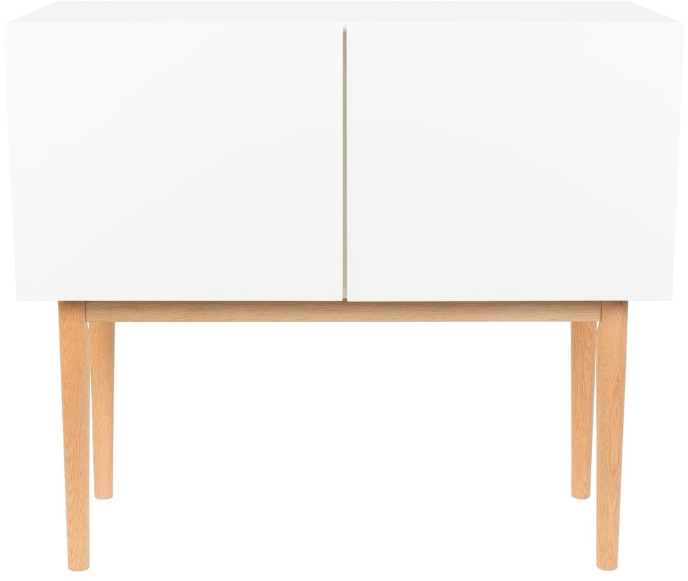 Skænk Zuiver On Wood offwhite MDF med egetræsben H80xB90xD40 cm