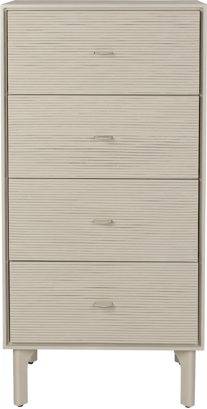 Kommode Zuiver Morning lysgrå, 4 skuffer, H121xB60xD42 cm, MDF/akacietræ/stål