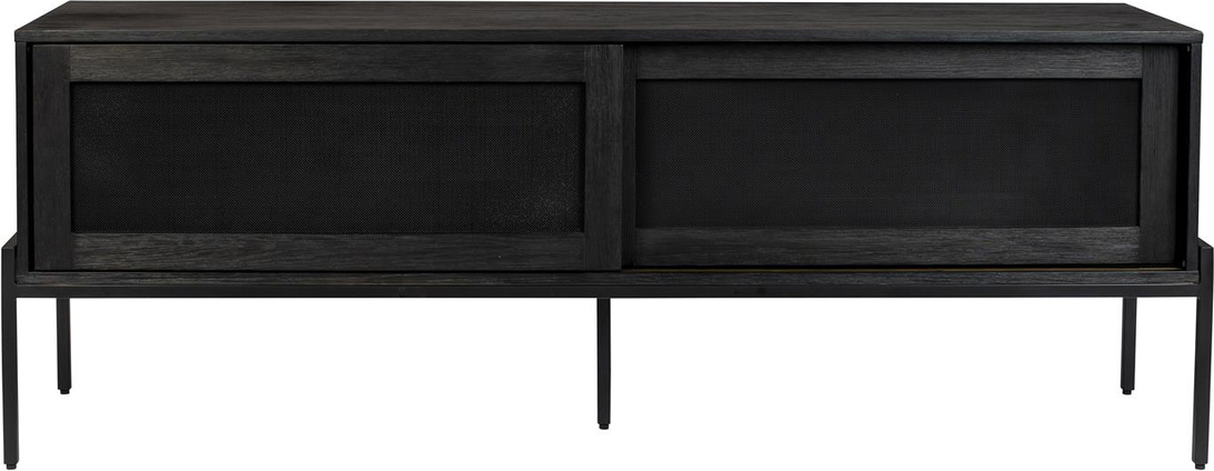 Skænk Zuiver Hardy i antracit egetræsfiner med metalnet-døre H60xB160xD45 cm