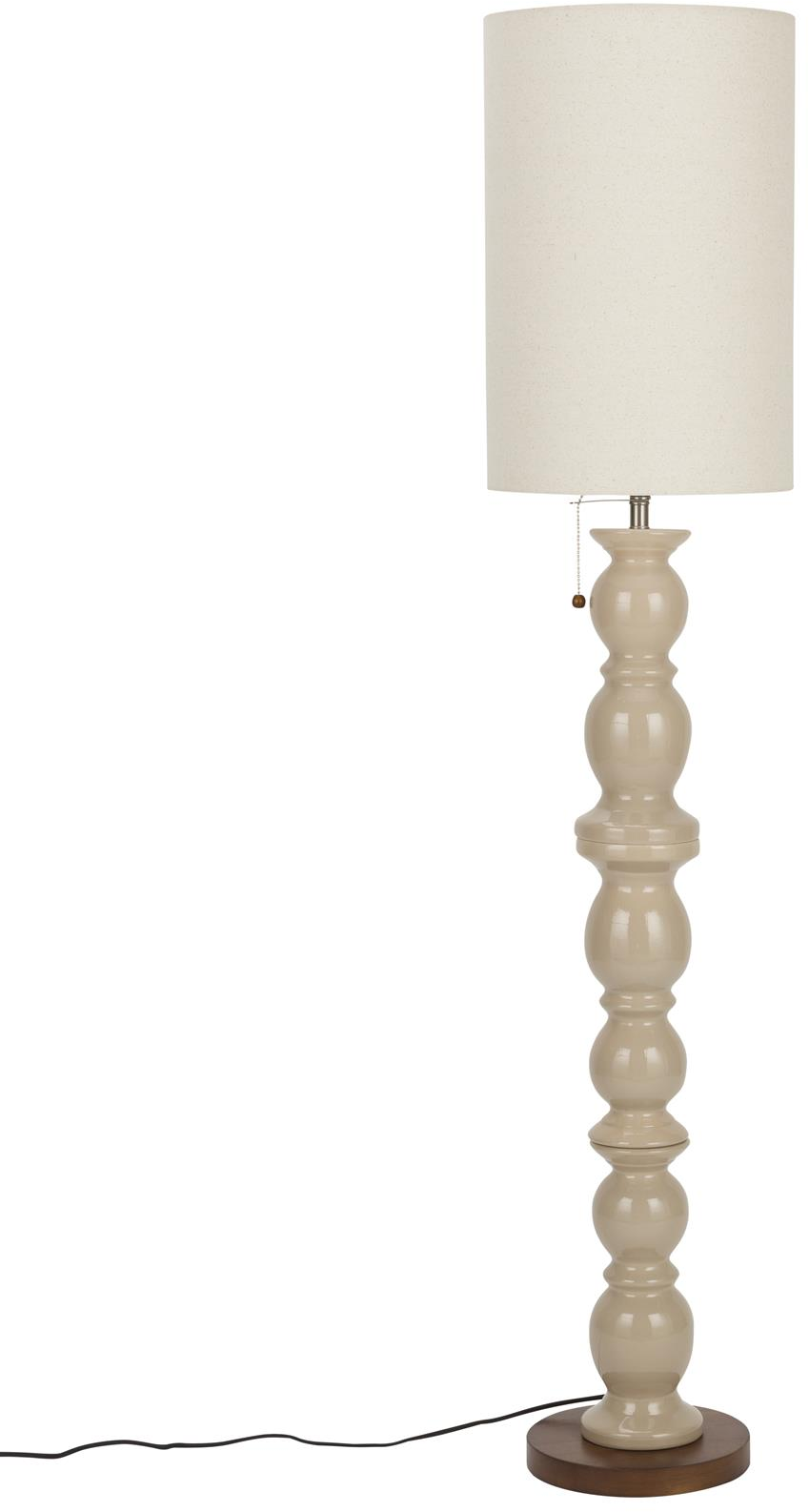 Gulvlampe Zuiver Brew lysgrå keramik linned skærm valnøddebund Ø30 H144 cm med dæmper