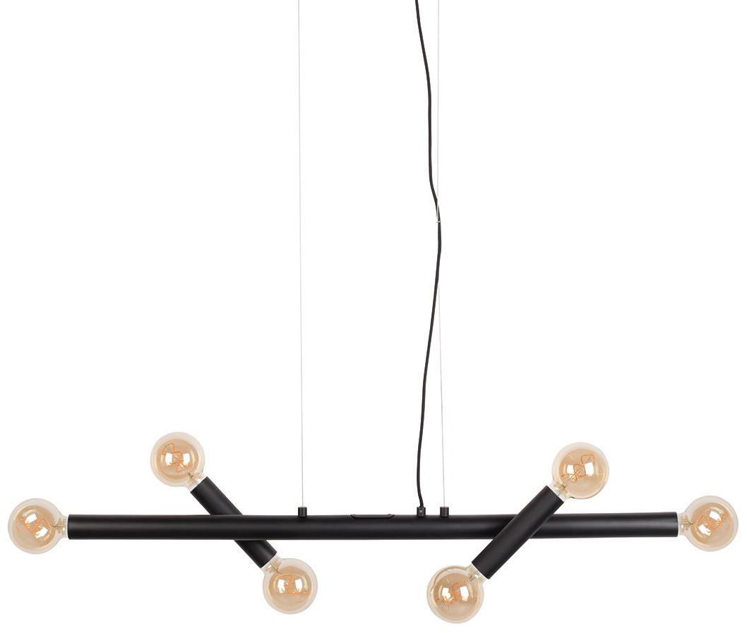 Indendørs pendellampe loftlampe Zuiver Hawk lysgrå jern justerbar rektangulær 123,5x17x155 cm 6×E27 CE klasse II