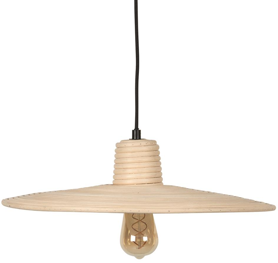 Pendellampe Zuiver Balance i håndflettet stenlysgrå rattan Ø45 cm med dæmpbar belysning