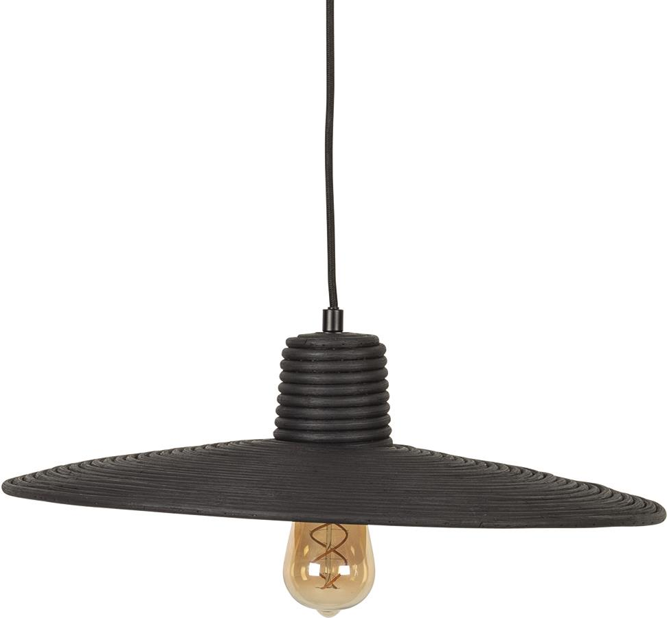 Pendellampe Zuiver Balance askegrå rattan Ø45 x H150 cm