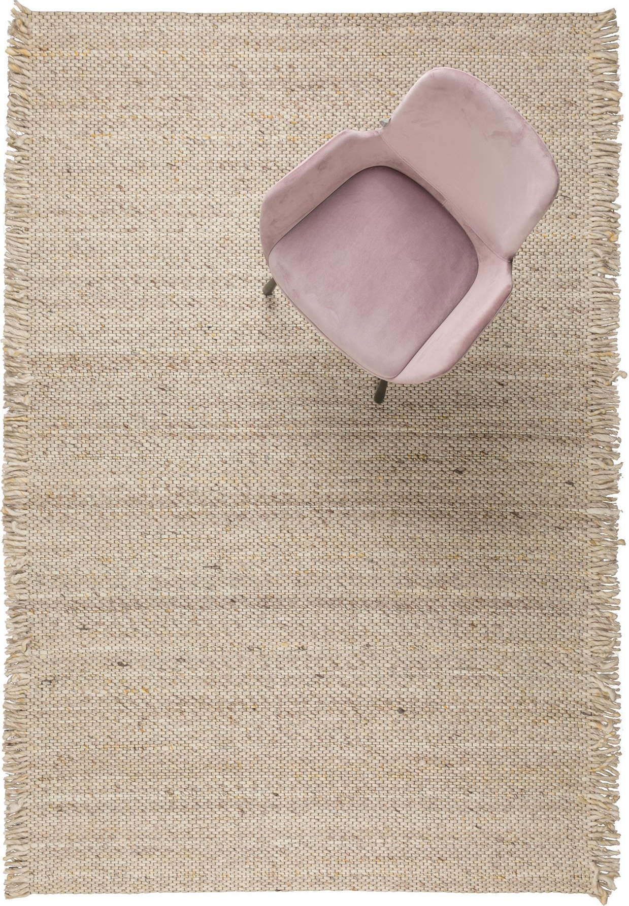 Gulvtæppe Zuiver Frills ensfarvet stenlysgrå 240x170 cm 70% uld 30% viskose