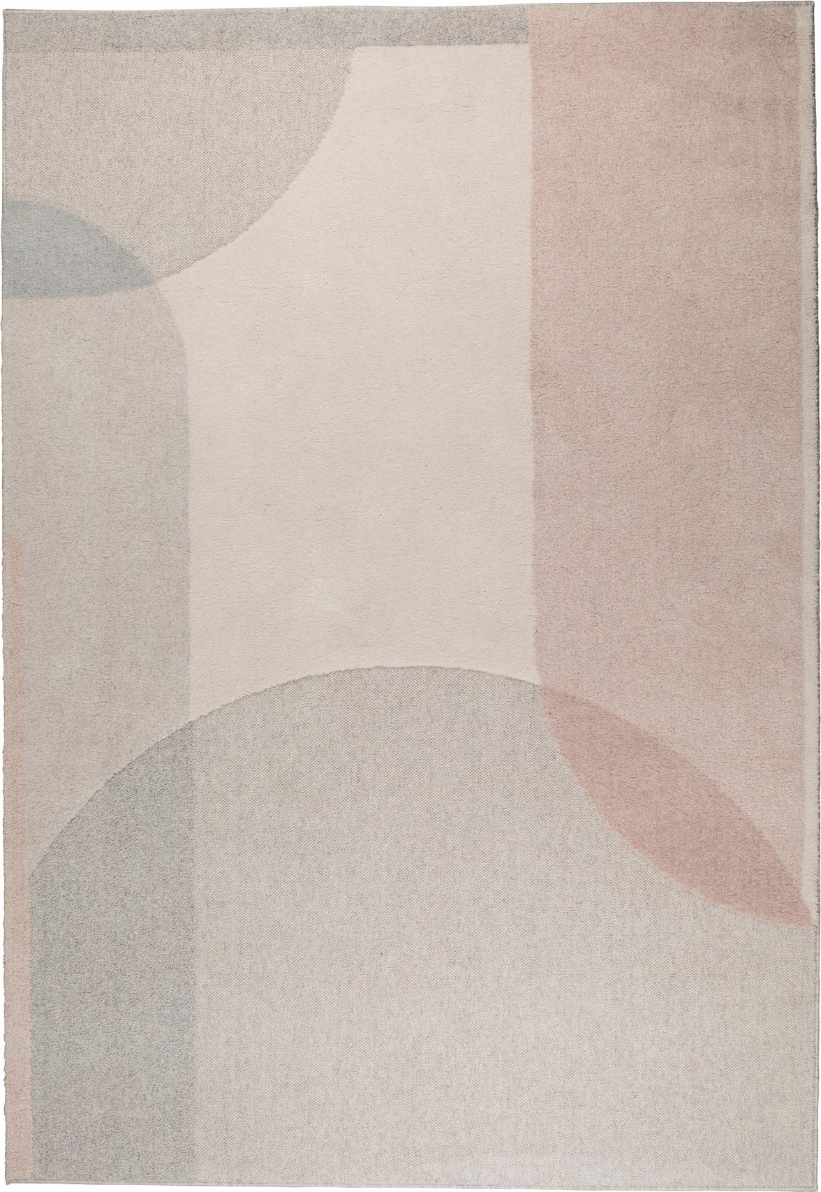 Gulvtæppe Zuiver Dream 240x160 cm i uld/viskose 70/30 lysgrå jutebund asymmetrisk mønster skandinavisk design