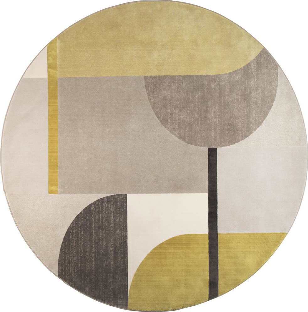 Rundt gulvtæppe Zuiver Hilton Ø240 cm flerfarvet Decolan jutebund Memphis-stil