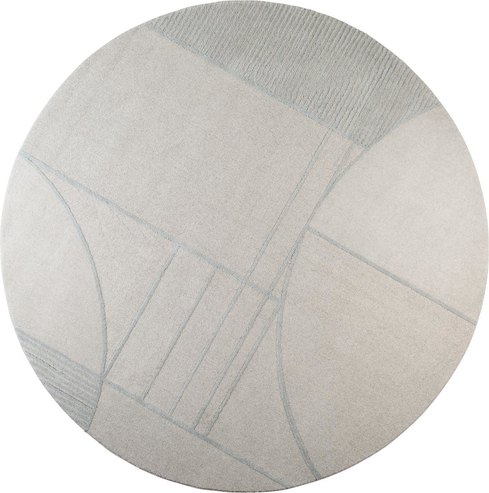 Rundt gulvtæppe Zuiver Bliss sølv Ø240 cm uld/viskose jutebund