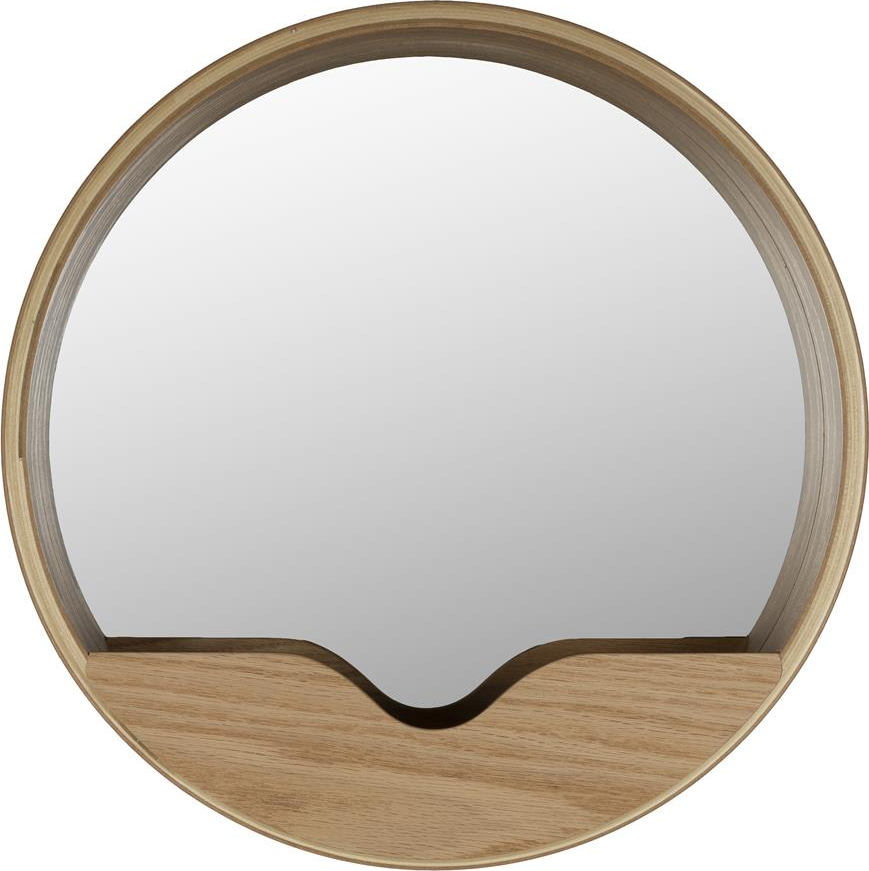 Vægspejl Zuiver Round Ø40 cm Egetræsfiner natur