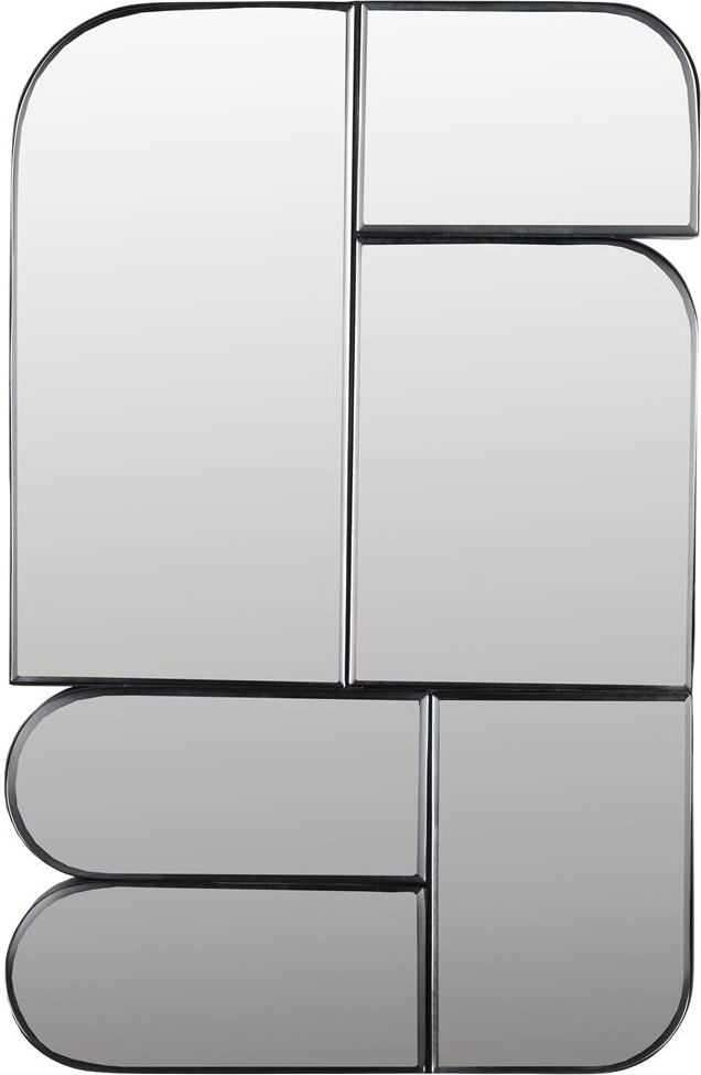 Vægspejl Zuiver Glamour rektangulært 70x45 cm sort jernramme med seks facetterede sektioner