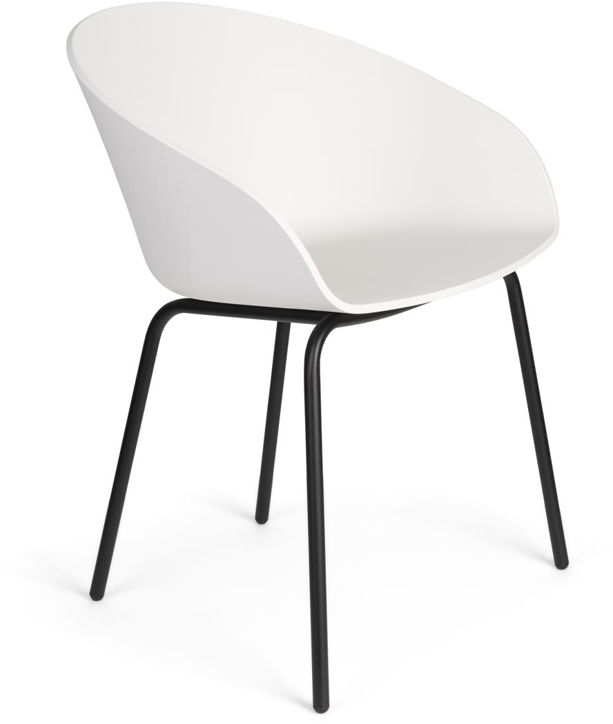 Spisebordsstol med armlæn Zuiver Void skulpturel offwhite/sort i polypropylenplast og stål