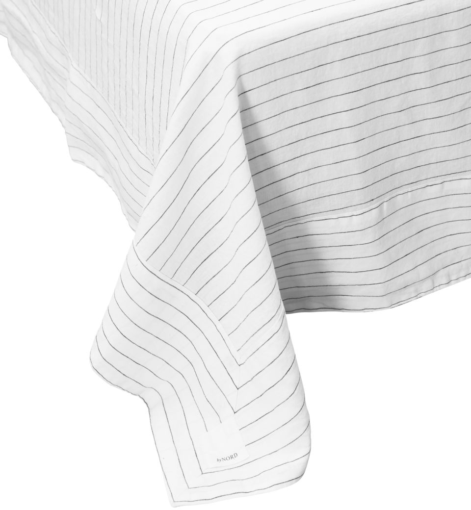 Sengekappe byNORD Gunhild 280x280 cm stonewashed hør snow w. coal bedskørt