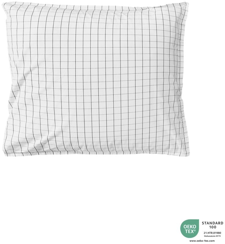 Pudebetræk byNORD Erika 50x60 cm økologisk bomuld percale grafiske tern Snow w. Coal