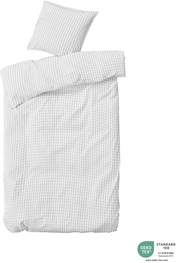 Sengesæt byNORD Erika økologisk bomuld percale 150x210 cm snow/coal