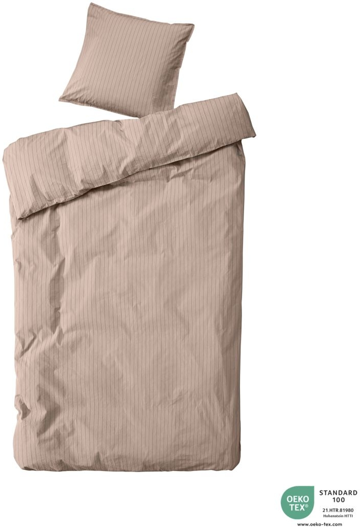 Sengesæt byNORD Dagny 150x210 cm straw w. bark økologisk bomuld percale med kuvertlukning og bindebånd OEKO-TEX 100 certificeret