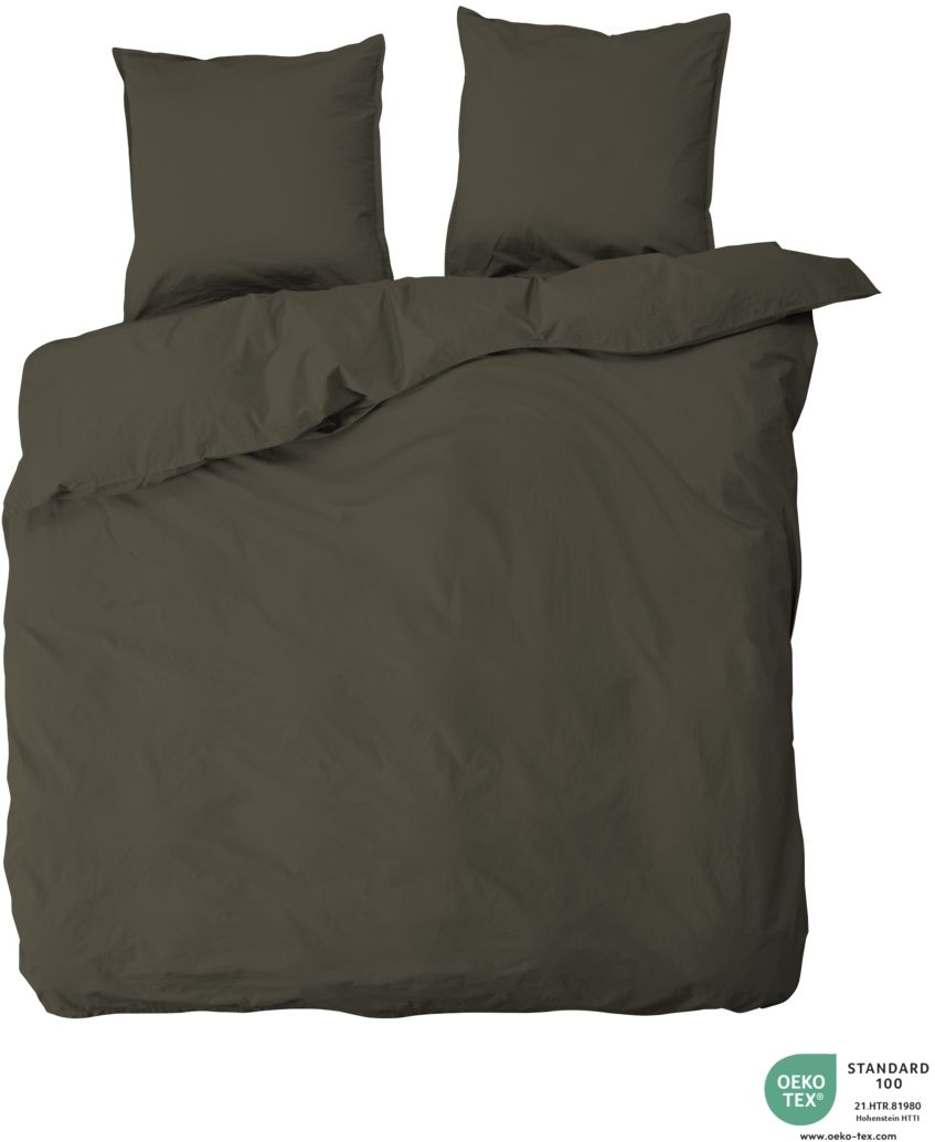 Dobbelt sengesæt byNORD Ingrid Bark 220x220 cm 100% økologisk bomuld percale kuvertlukning bindebånd