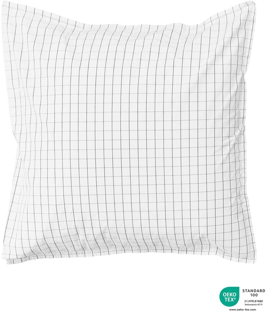 Pudebetræk byNORD Erika, Snow w. coal, 80x80 cm, økologisk bomuld percalevævning