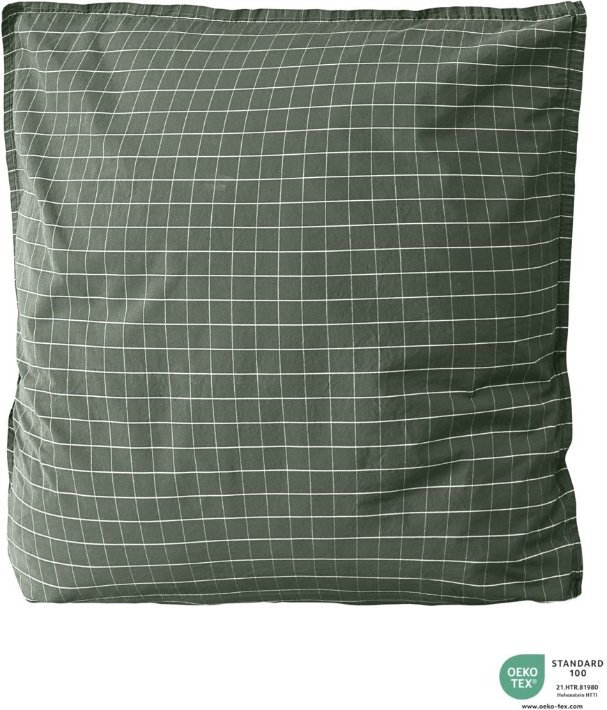 Pudebetræk byNORD Erika percalevævet 80x80 cm økologisk bomuld Forest w. snow med hvide tern