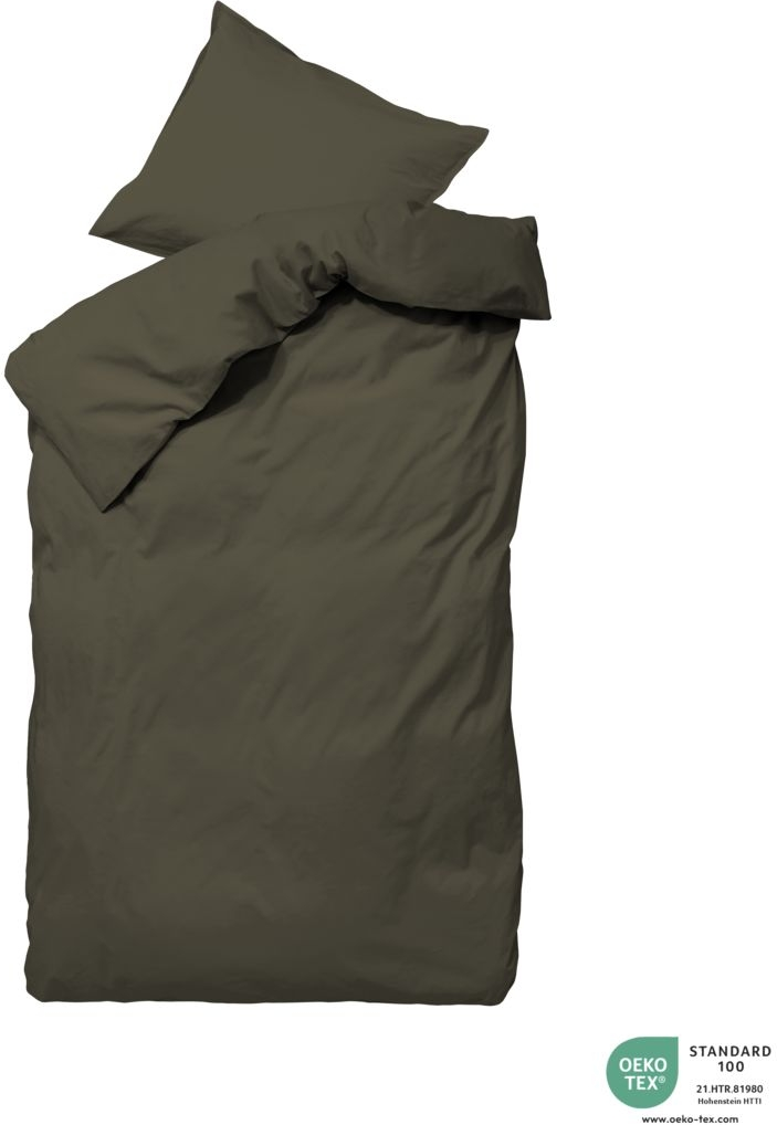 Sengesæt byNORD Ingrid bark 135x200 80x80 cm i økologisk bomuld, OEKO-TEX 100, kuvertlukning og bindebånd