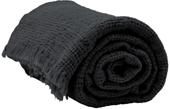 Sengetæppe/sengeoverkast byNORD Hilda 170x180 cm bomuld coal