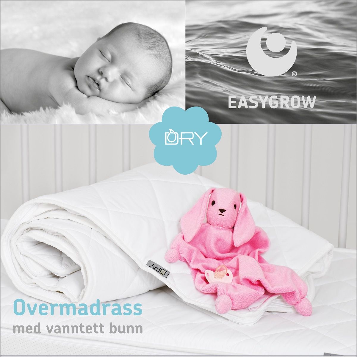 Overmadras m/vandtædt bund 60*120