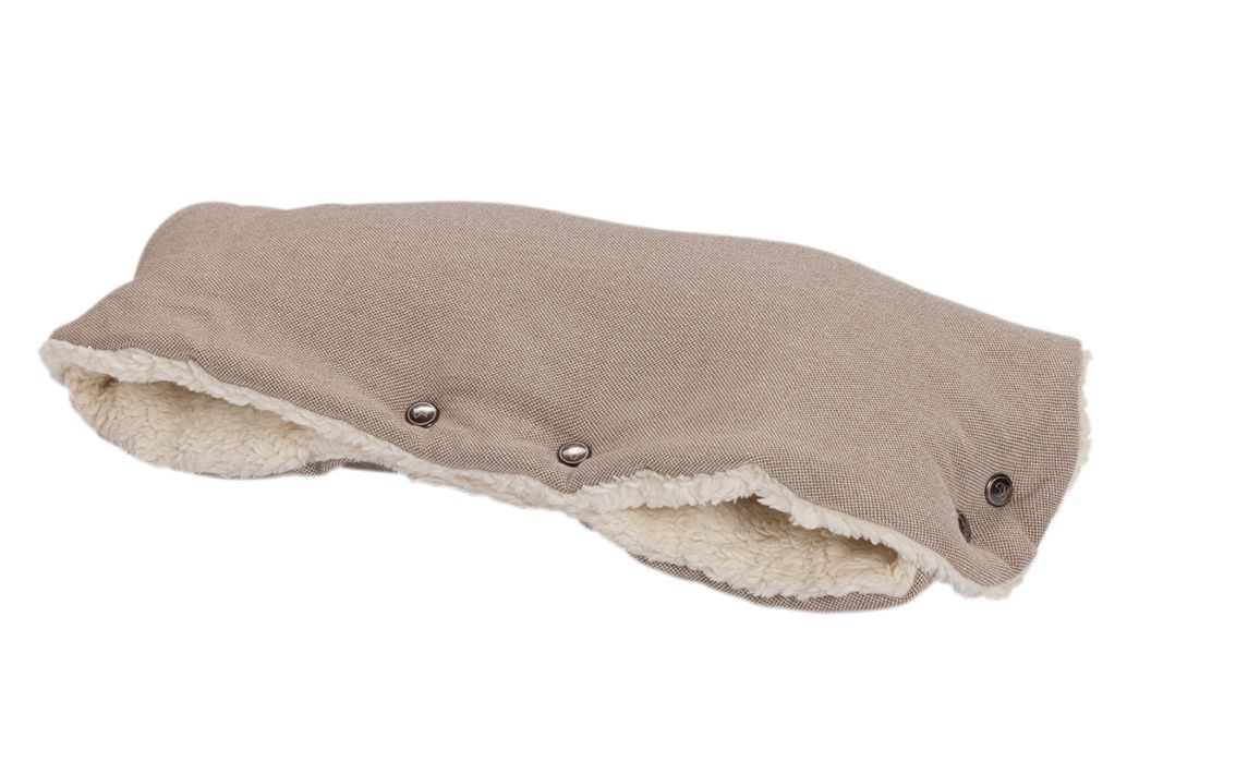 Håndmuffe i økologisk uld/bomuld - Sand (beige mønster)