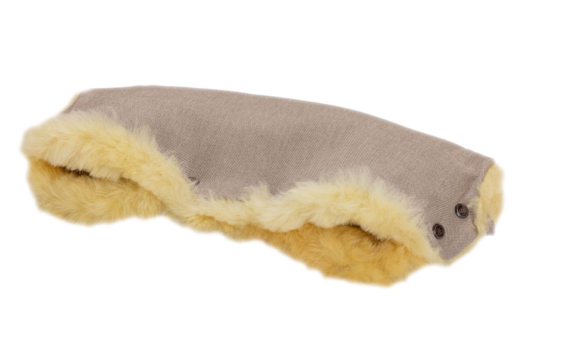 Naturkind håndmuffe i 100% lammeuld - Sand (beige mønster)