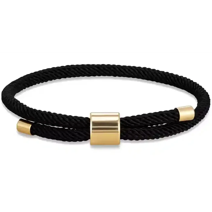 Urban Rope Black - Sort herrearmbånd med forgyldt stål