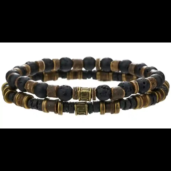 Lava Spirit - Herrearmbånd i lave- og natursten 6mm