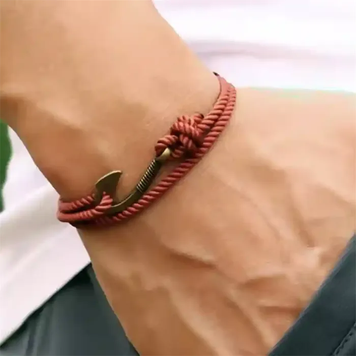 Anchor Rope - Rustbrunt herrearmbånd med ankerlås