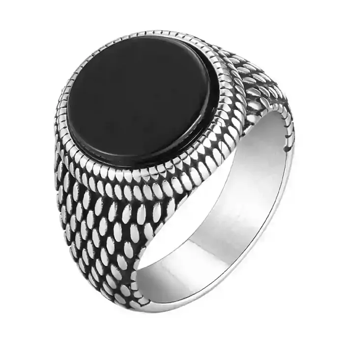 Gork herrering med sort agat.