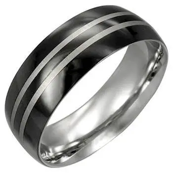 Stribe Herre ring i Rustfrit stål