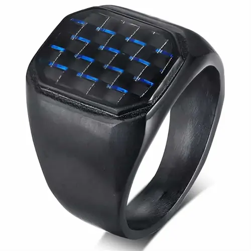 Sort herrering med blå carbon