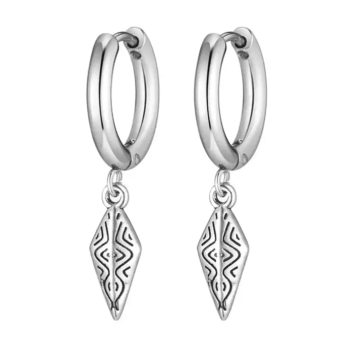 Nordisk Edge Hoop - Herre Ørering i Rustfrit Stål