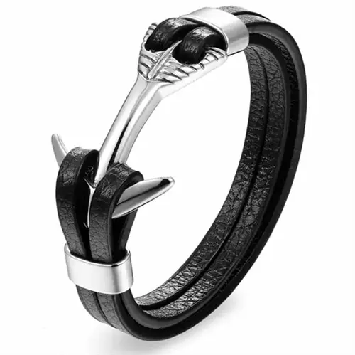 High XP1 armbånd i rustfri stål og læder.