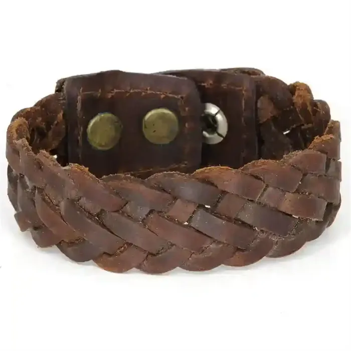 Rustic Braid - Flettet læderarmbånd til mænd