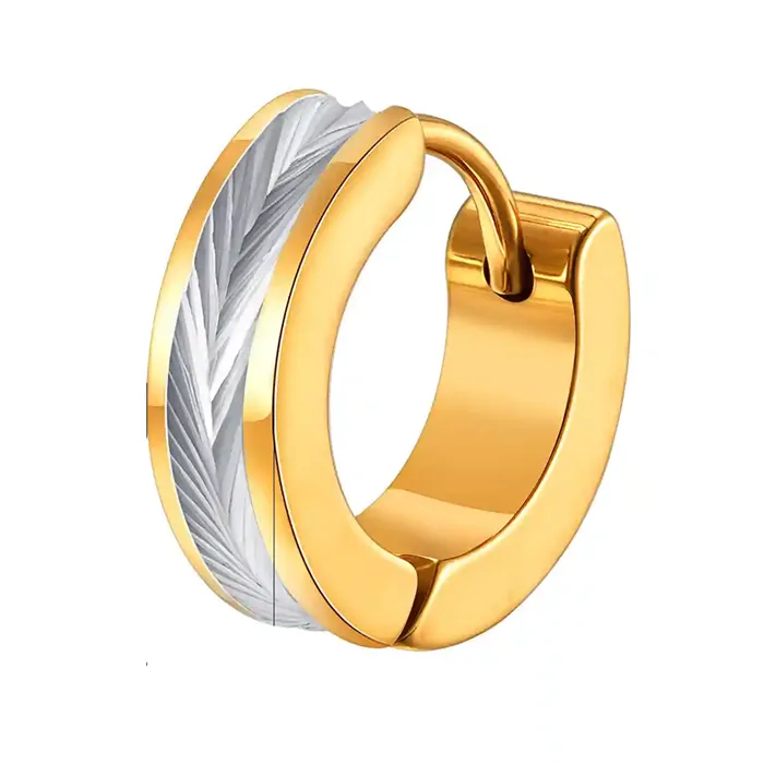 Stål Groove Hoop - Herre Ørering i forgyldt Stål (1 stk)