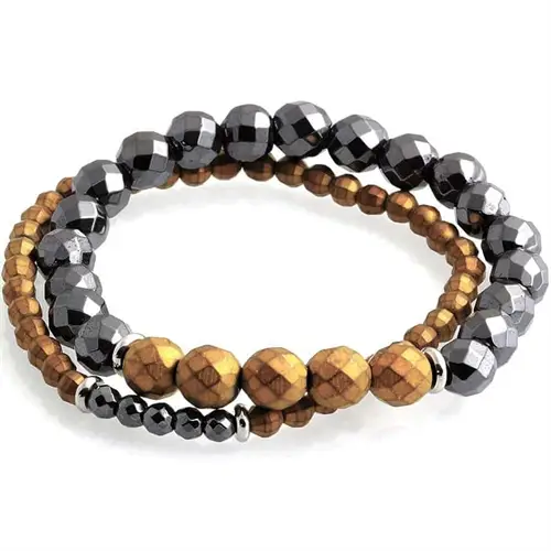 Crew hamatit perlearmbånd 2 stk.