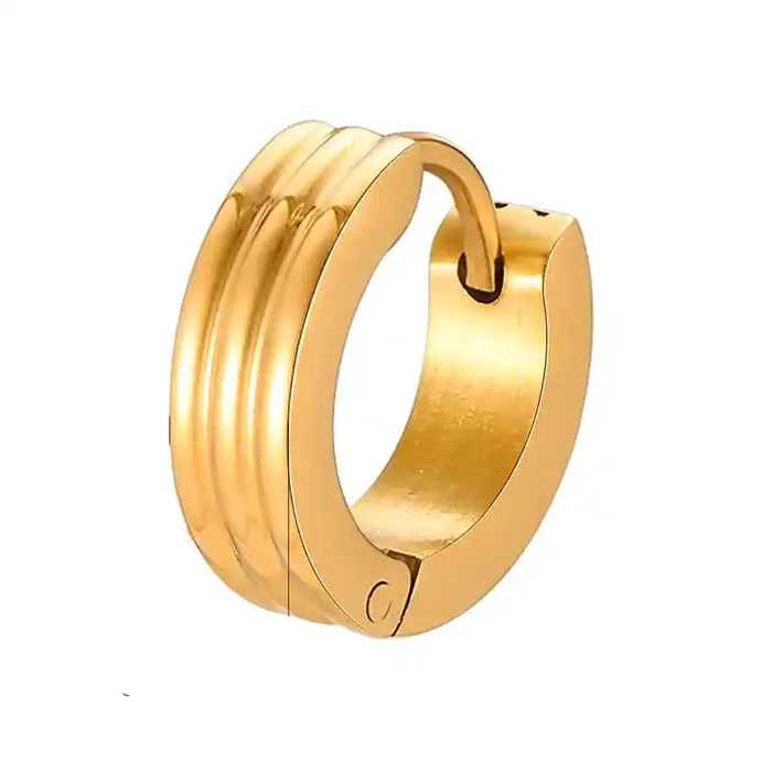 Golden Ridge Hoop - Eksklusiv Herreørering i Forgyldt Stål